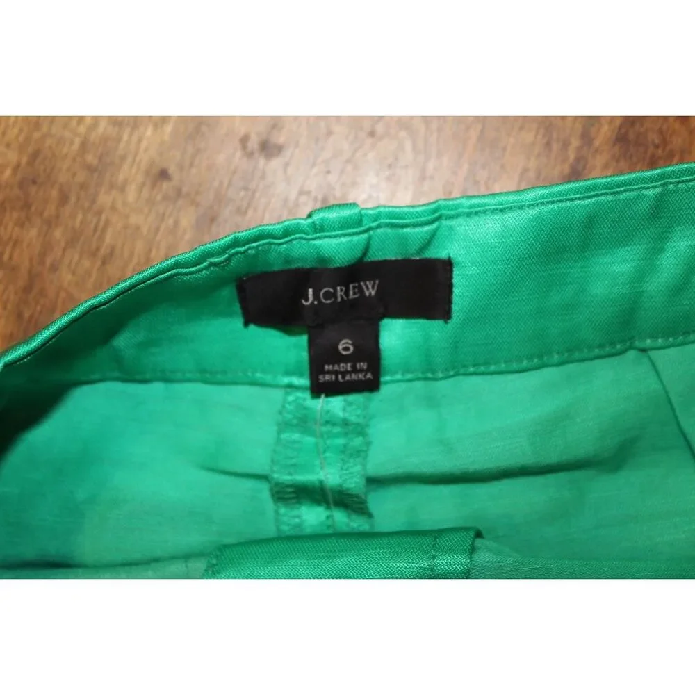 Womens J.Crew Drapey AM950 Kelly Green Linen Satin High Rise Shorts Size 6 NWT - Picture 4 of 11